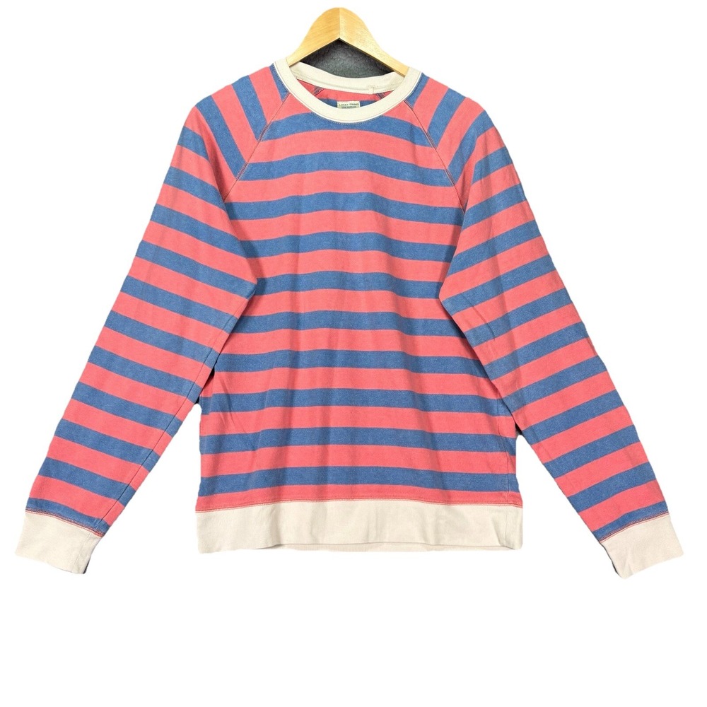LUCKY BRAND Womens M Pink Blue Striped Long Sleeve‎ Crewneck Pullover Sweater